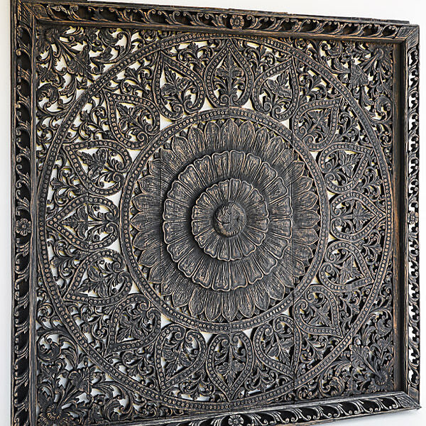 Mandala King Bed Headboard Wood Wall Mounted