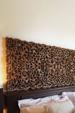 Richly carved Tropical Frond Wall Panel for interior wall paneling, showcasing an elaborate tropical motif that brings a touch of nature's elegance indoors.