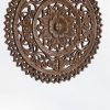 Detailed brown wood carving of a Floral Asian Art Panel, showcasing the elegance and complexity of traditional Asian craftsmanship in home decor.