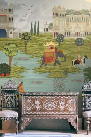 Bharat’ wallpaper, depicting a cultural Indian scene with historical figures and architecture, evoking the country's rich heritage in a beautifully detailed design.